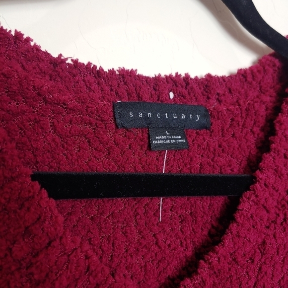 Sanctuary | Wine Teddy V-neck Oversized Sweater - Picture 4 of 7